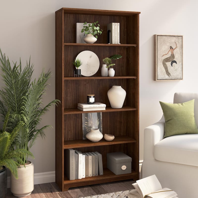 Bush Furniture Cabot Tall 5 Shelf Bookcase with Adjustable Shelves