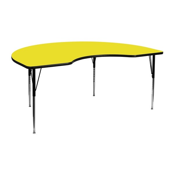 Offex 48''W x 96''L Kidney Shaped Activity Table with 1.25'' Thick High Pressure Yellow Laminate Top