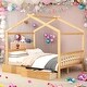 preview thumbnail 2 of 16, Full Size House Platform Bed With Headboard And Footboard