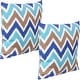 preview thumbnail 1 of 7, Sunnydaze 2 Square Outdoor Throw Pillow Covers - 17-Inch - Chevron Bliss