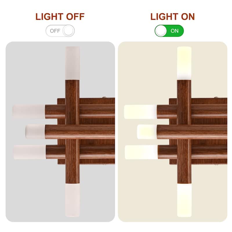 CurveCurio 13" Modern Wall Light Adjustable Color Temperature, Dimmable LED and Remote Control in Elegant Willow Wood Finish