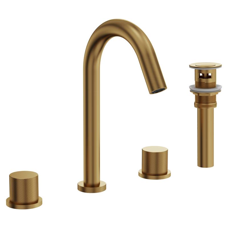 Widespread 2-Handle Bathroom Faucet,3 Hole Bathroom Sink Faucet with Pop-Up Drain - Brushed Gold