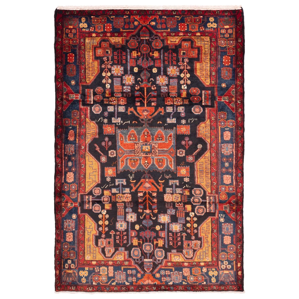 ECARPETGALLERY Hand-knotted Anatolian Vintage Dark Navy Wool Rug - 5'4 x 8'0