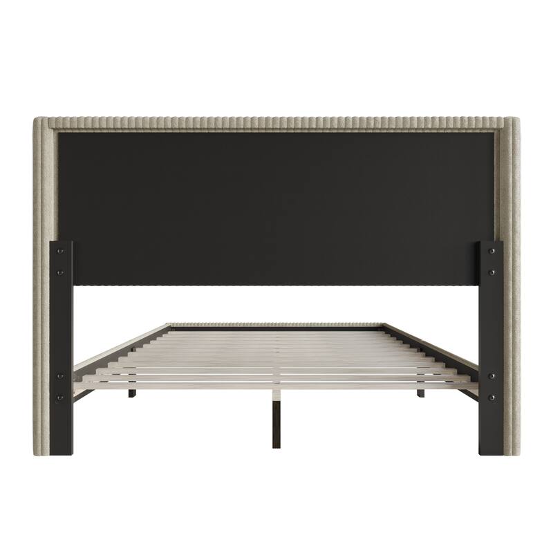 Clayfell Duluth Corduroy Velvet Upholstered Platform Bed
