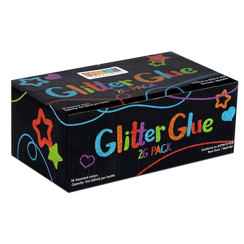 Bright Creations Glue Containing Glitter in 26 Rainbow Colors for Arts and Crafts (2 oz, 26 Pack)