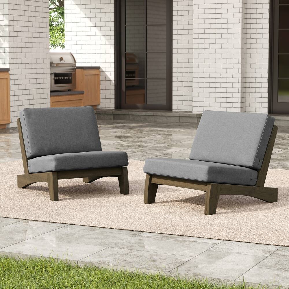 Outdoor Acacia Club Chair Set Loveseate with Weather-Resistant Cushions