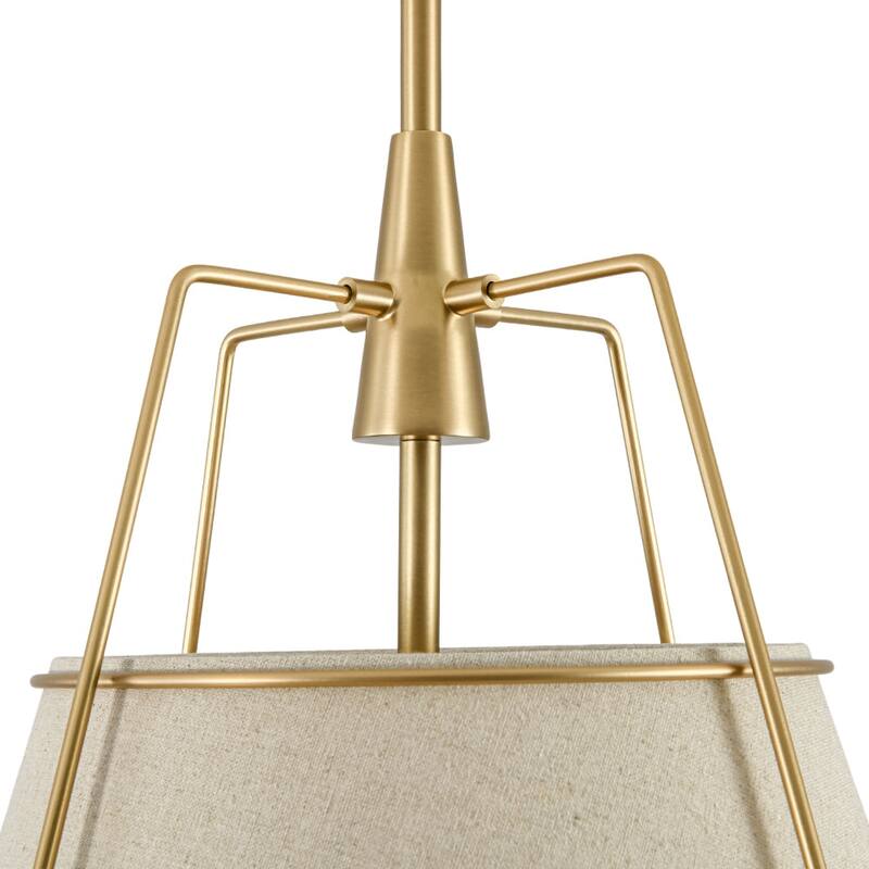 Mid Century 4-Light Conical Ivory Linen Lantern Pendant Ambient Light