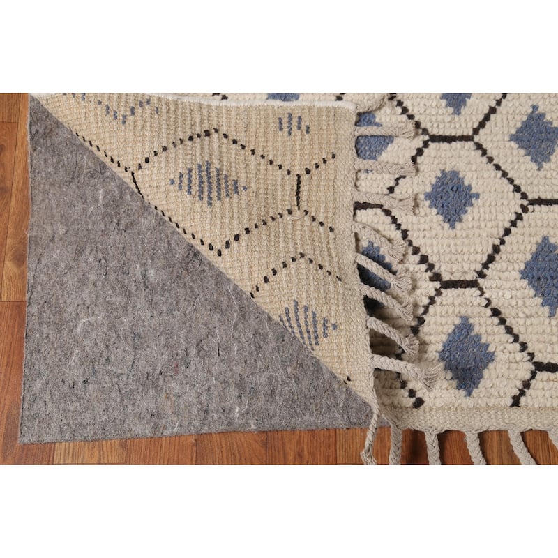 Geometric Trellis Moroccan Area Rug Handmade Wool Carpet - 9'0"x 12'5"