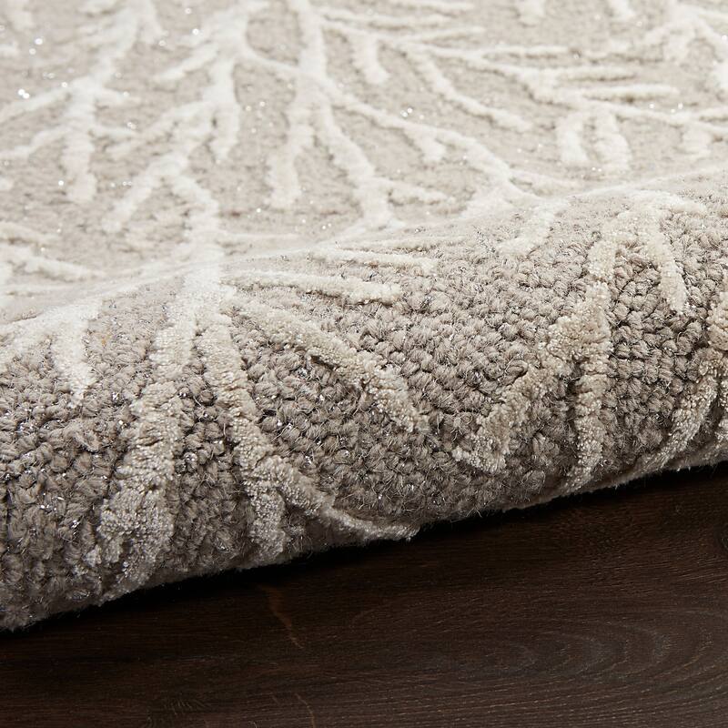 Michael Amini Star Contemporary Textured Botanical Abstract Glam Area Rug