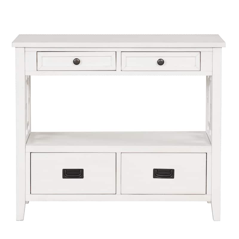 36" Wood Console Table with 4 Drawers & 1 Storage Shelf