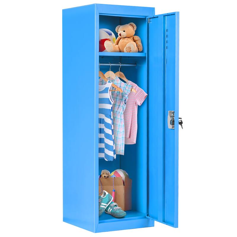 Standing Children Lockable Storage Cabinet Kid Safe Metal Lockers Blue - Blue