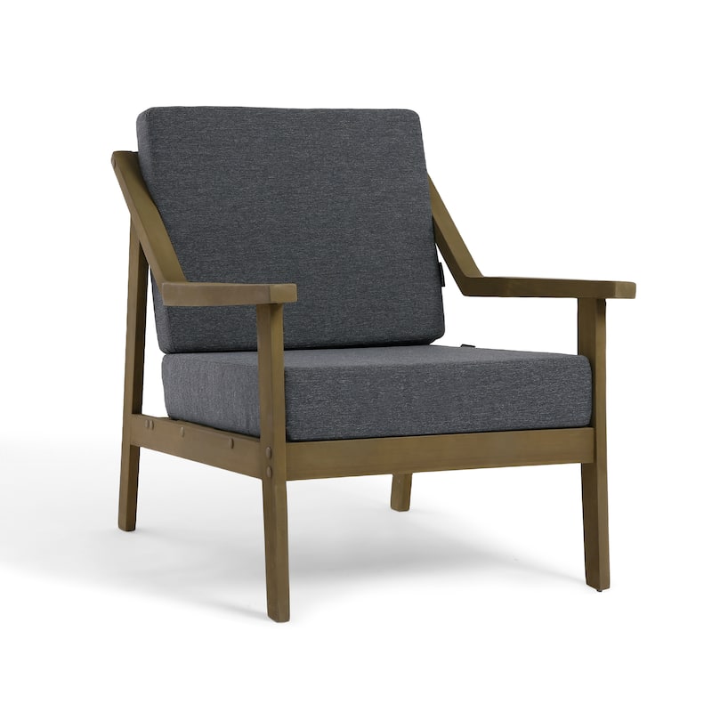 Set of 2 Outdoor Teak Wood Patio Chair with Cushion