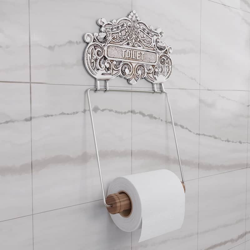 Chrome Wall Mount Toilet Paper Holder 6.25" W Princess Crown Style Chrome Polished Brass with Hardware Renovators Supply