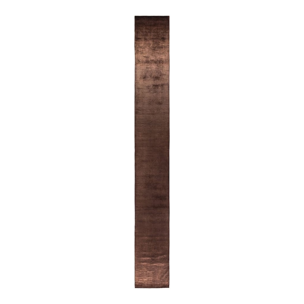 Fine Vibrance, One-of-a-Kind Hand-Knotted Runner Rug - Brown, 2' 7" x 22' 5" - 2' 7" x 22' 5"
