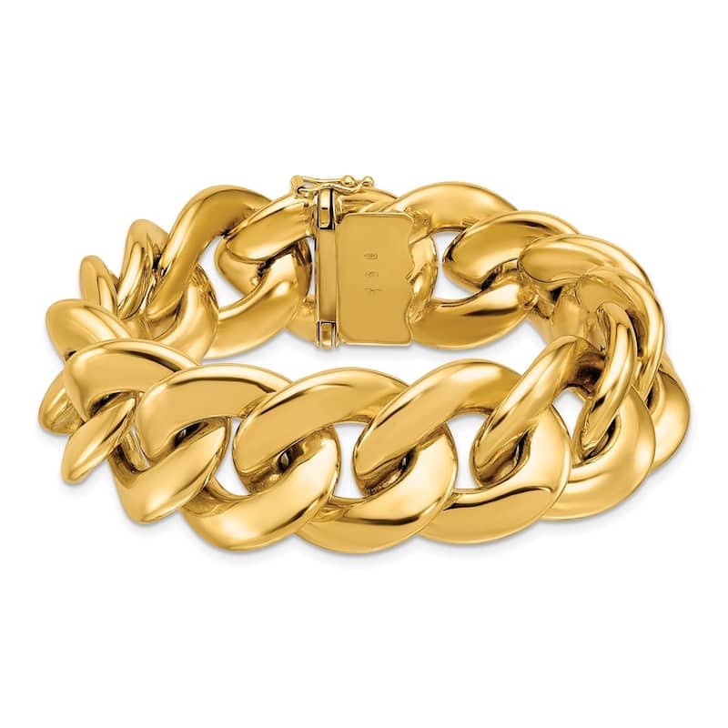 Curata Italian 18k Yellow Gold 20mm 8" Chunky Curb Link Bracelet - 20mm x 8"