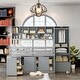 preview thumbnail 2 of 21, Full Size Wooden Loft Bed With Large Storage Space And Under Bed Desk With Drawers And Shelves