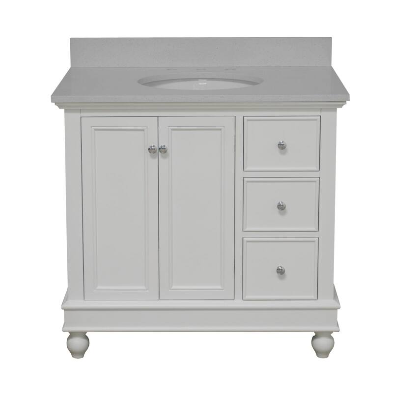 KitchenBathCollection Bella 36" Bathroom Vanity with Quartz Top