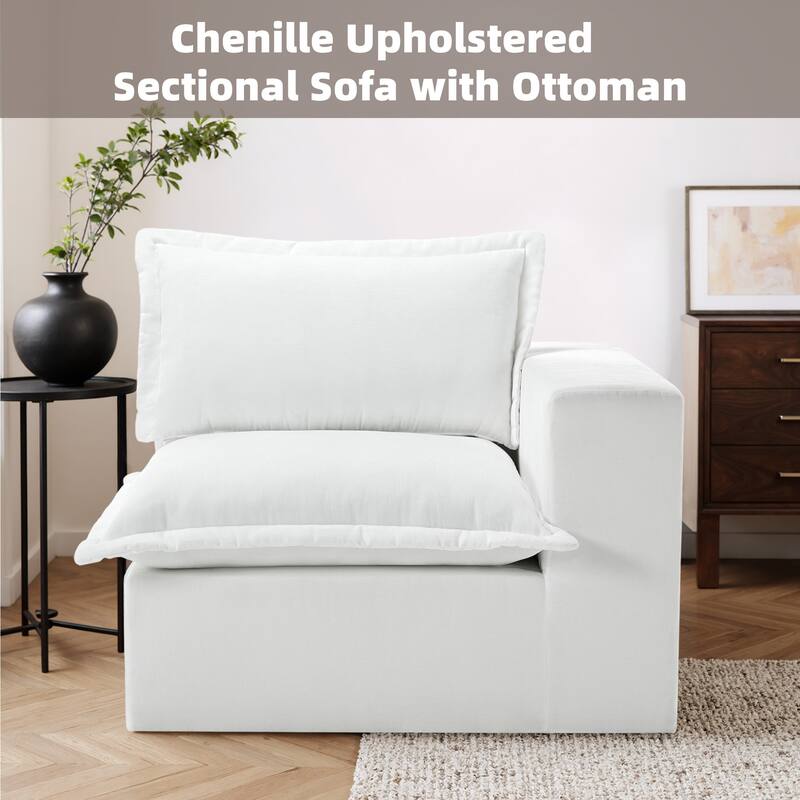 42"W Chenille Upholstered No Assembly Corner Chair