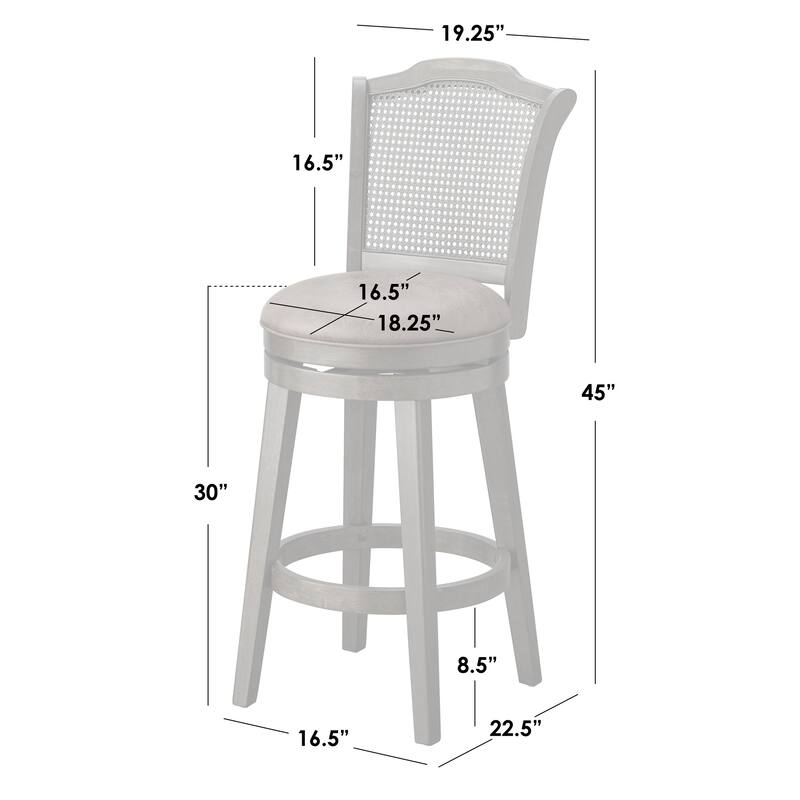 Lifestorey Thurston Solid Wood Cane 30-inch Swivel Barstool
