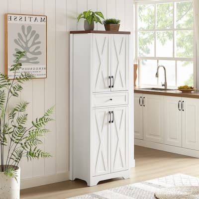 Farmhouse 68" Kitchen Pantry Cabinet, Freestanding Large Capacity Storage Cabinet for Organizing Electronics and Decor