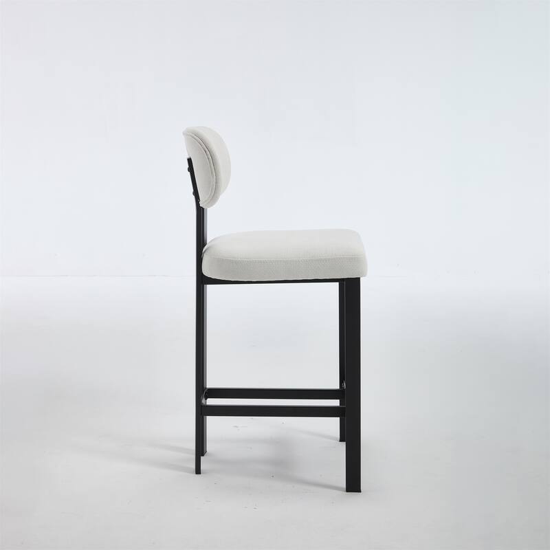Modern Upholstered Fabric Barstools with Metal Legs (Set of 2)