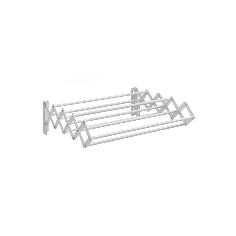 Wall-Mounted Expandable Steel Clothes Drying Rack with 9 Hanging Rods Perfect for Laundry Room or Bathroom - 16.5" - Cloud-White