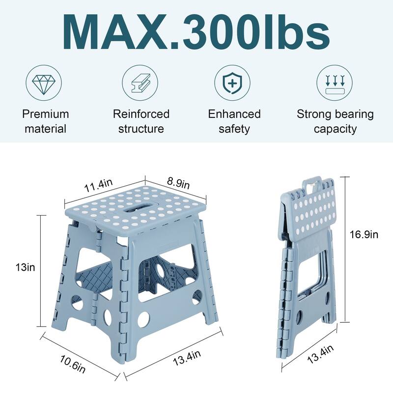 Javlergo 11/13 inch Folding Step Stool, Heavy Duty Plastic Foldable Step Stool for Kids and Adults
