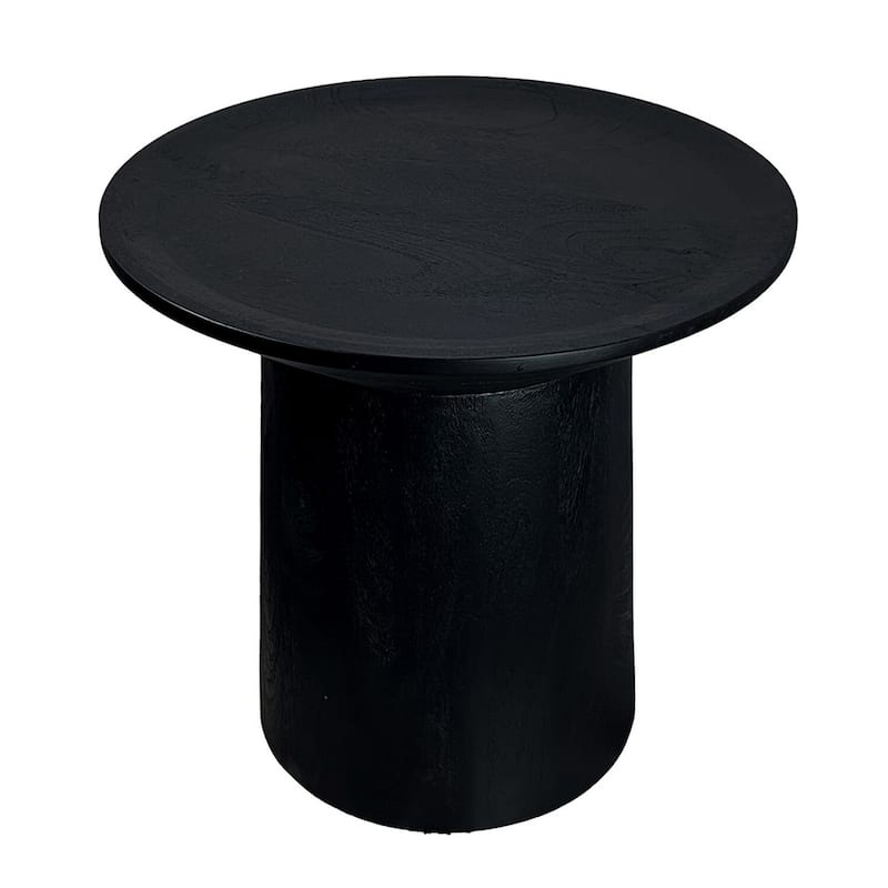 20 in. Matte Black Round Wood End Table, Sturdy Build End Side Table for Living Rooms
