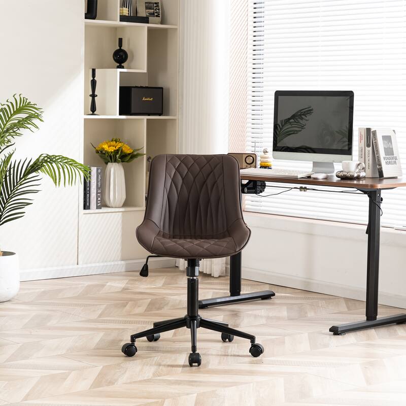 Armless Home Office Desk Chairs with Wheels Rolling Task Chair