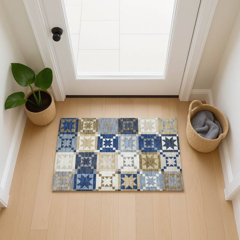 Machine Washable Indoor/ Outdoor Modern Newton Chantille Rug