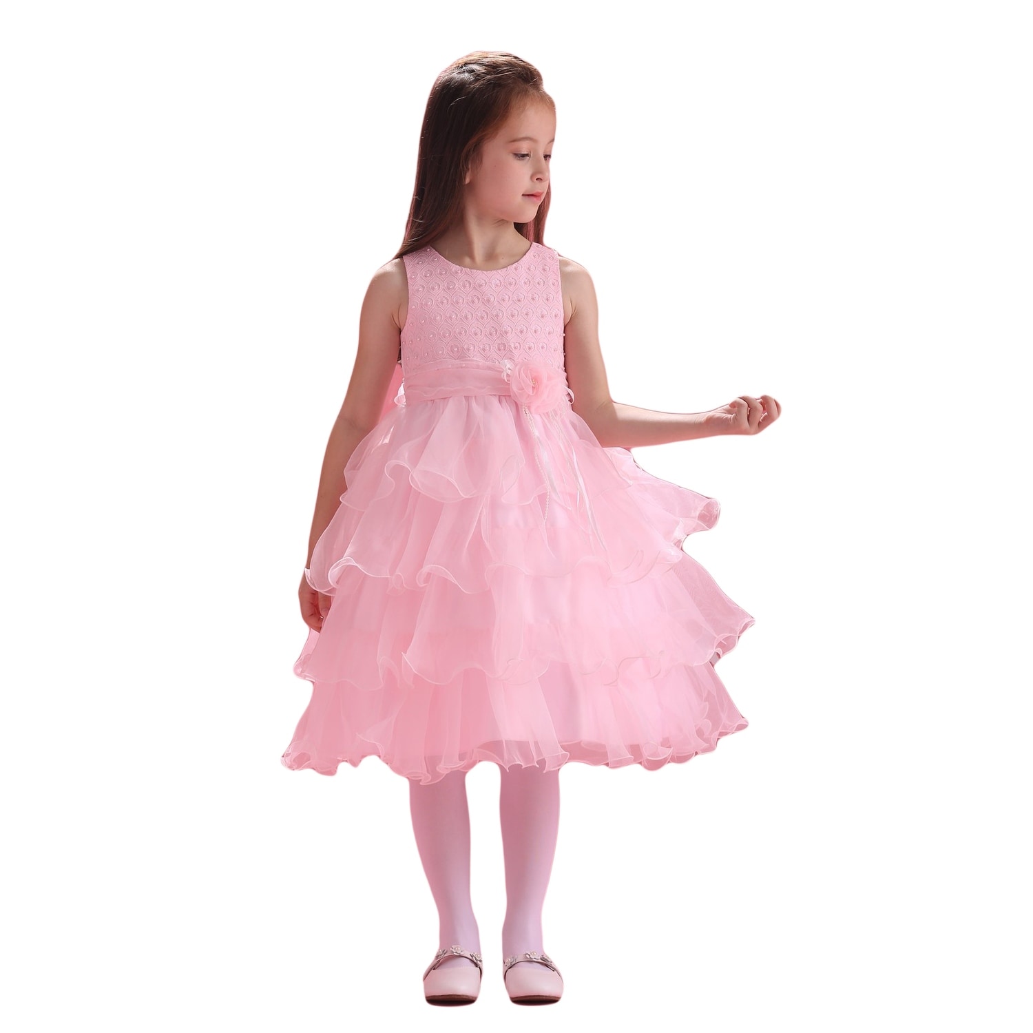 pearl pink flower girl dress