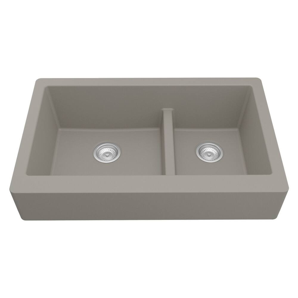 Karran Retrofit Apron-Front Quartz Double Bowl Kitchen Sink