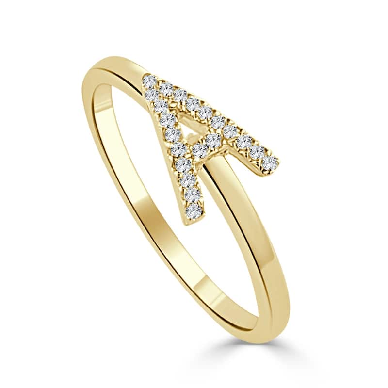 Joelle Collection Diamond Initial Ring for Her 14k Yellow Gold 1/10 ct TDW Women's Ring