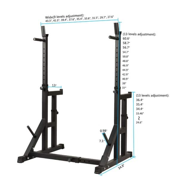 Adjustable Squat Rack Barbell Rack, Multi-Function Dip Stand Fitness ...