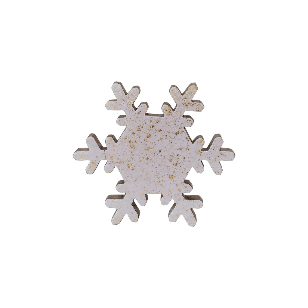 Handmade Enameled Mango Wood Snowflake with Splatter