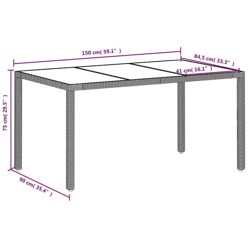 vidaXL Garden Table Light Grey - 35.4 x 59.1 x 29.5