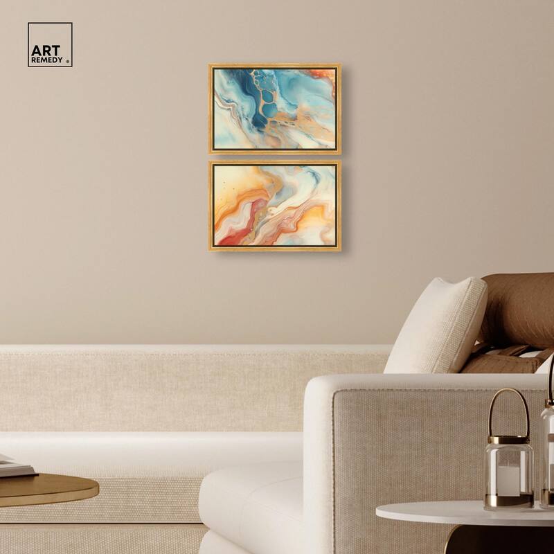 Marbled Sunrise I Canvas Set of 2 by Art Remedy