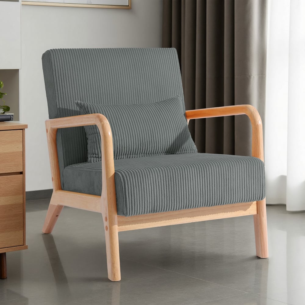 Mid-Century Upholstered Accent Chair with Wood Frame