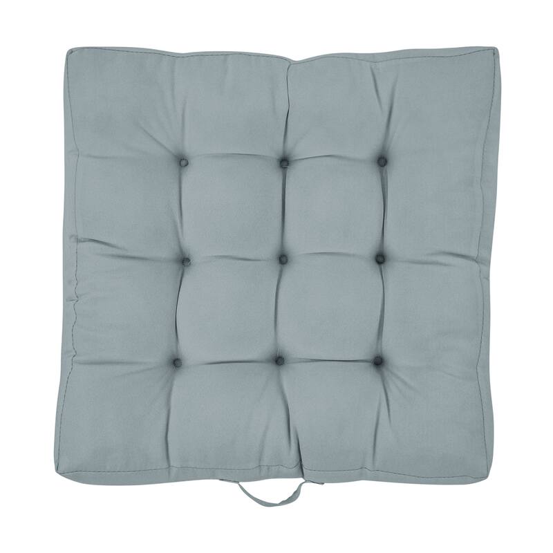 Sorra Home Solid Square Tufted Floor Pillow with Handle