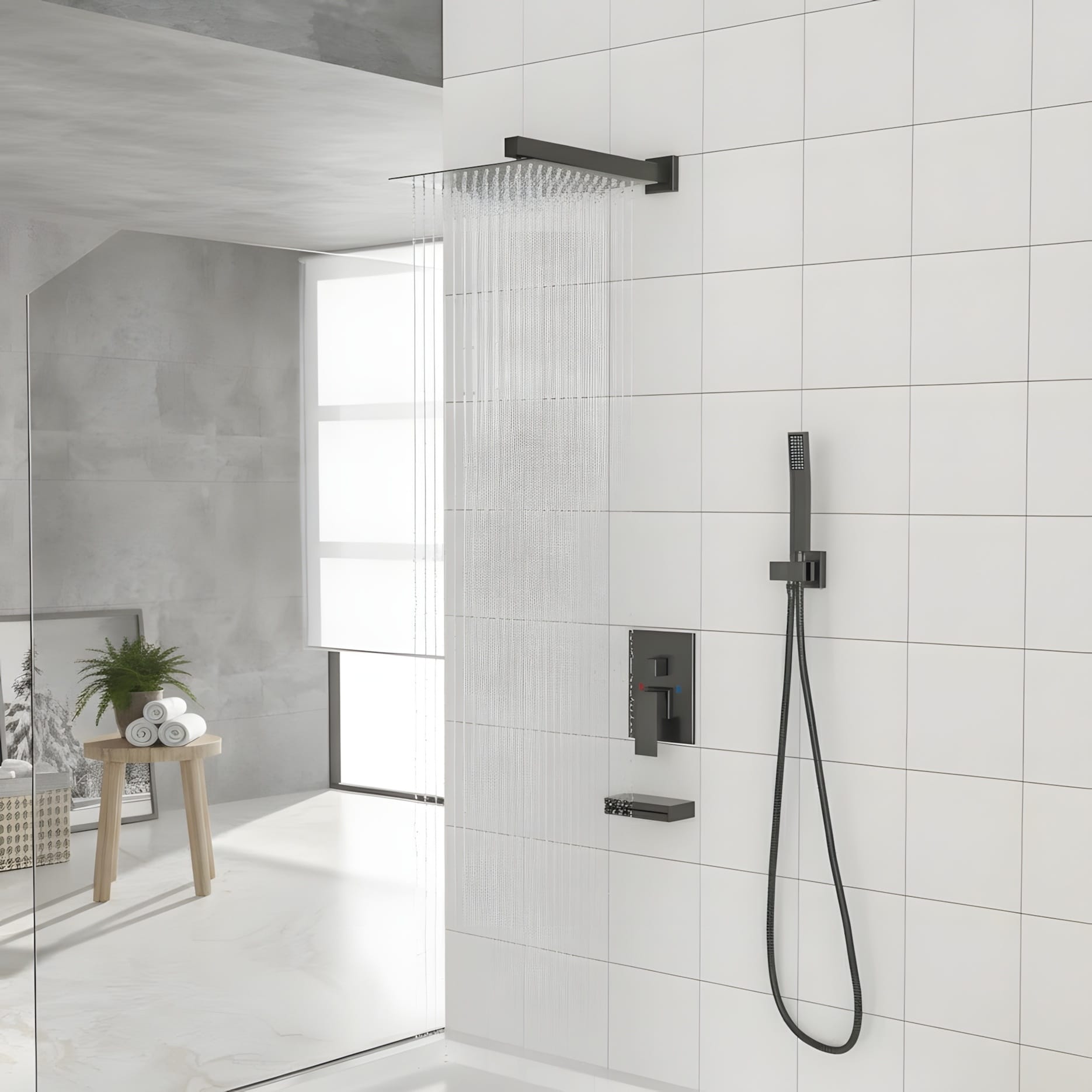 Modern Wall Mounted Square Shower System