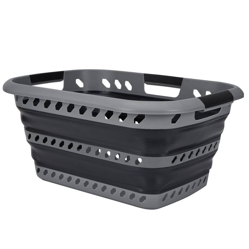 Laundry 360 Collapsible Laundry Basket - Grey Black