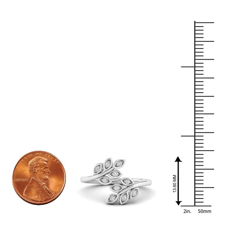 1/10ct TDW Diamond Bypass Leaf Fashion Ring in 10k Gold for Women