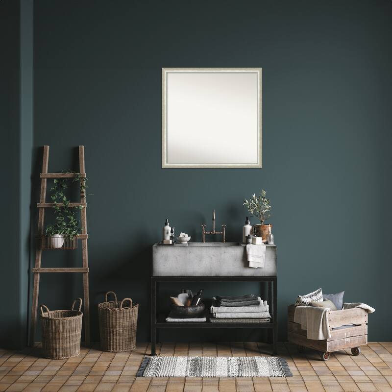 Two Tone Non-Beveled Wood Framed Bathroom Vanity Wall Mirror