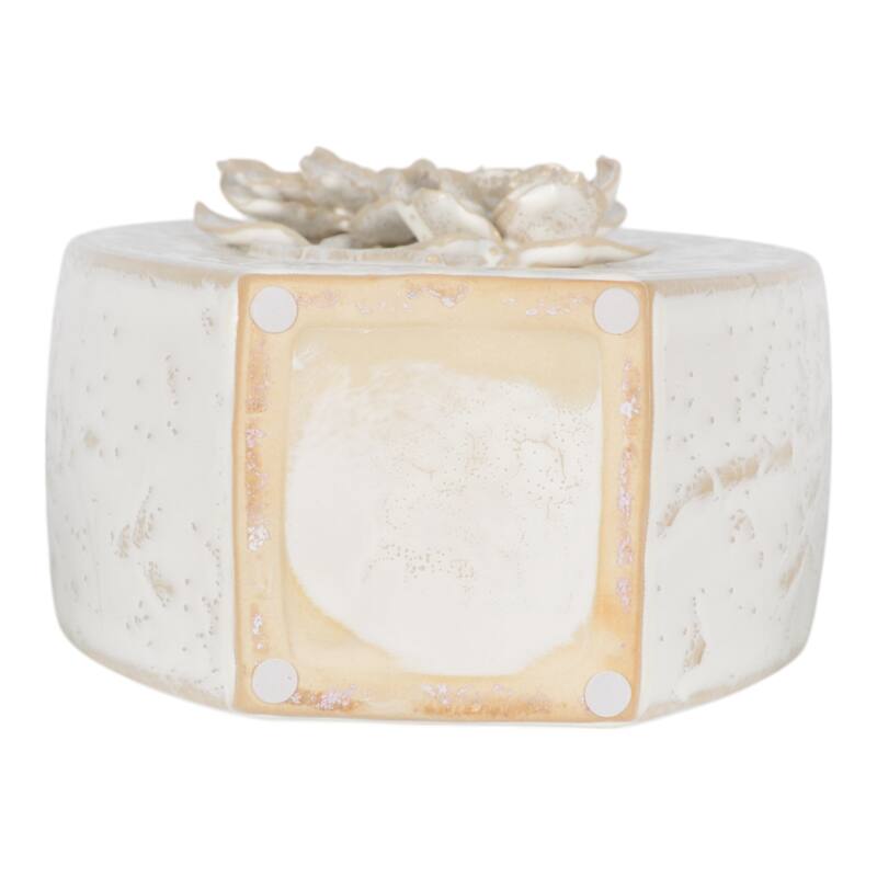 Ceramic Earthenware Textured Vase with Tapered Rim and Organic Pattern