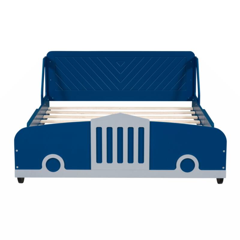 Full Size Car-Shaped Platform Bed with Wheels