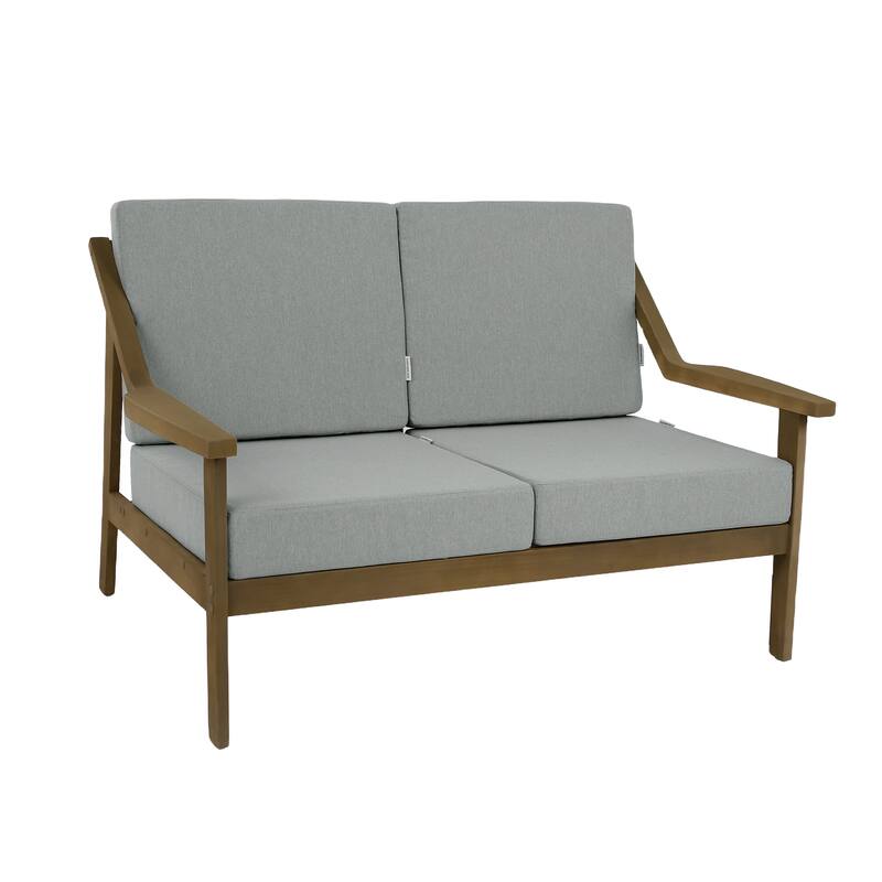 Solid Wood Outdoor Arm Chair Loveseat with Cushion