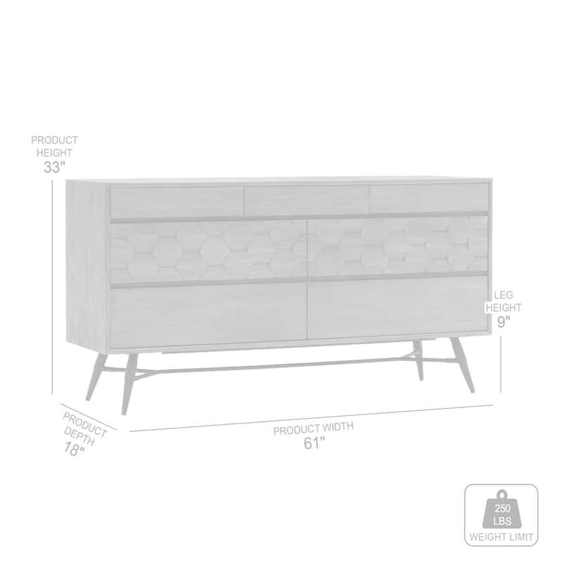 Makena 6 Drawer Dresser in Grey Acacia Wood