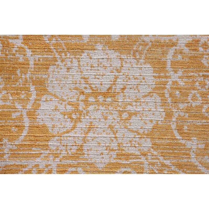 Gold Modern Abstract Accent Rug Handmade Wool Carpet - 2'8"x 4'9"