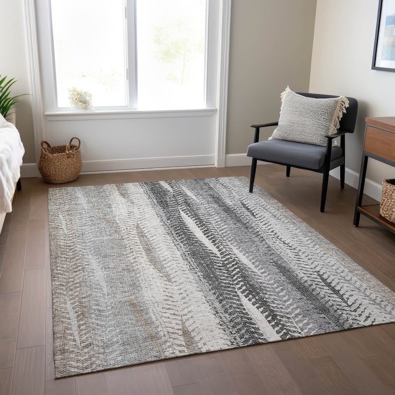 Machine Washable Indoor/ Outdoor Chantille Modern Imprints Rug - Khaki - 2'6" x 3'10"