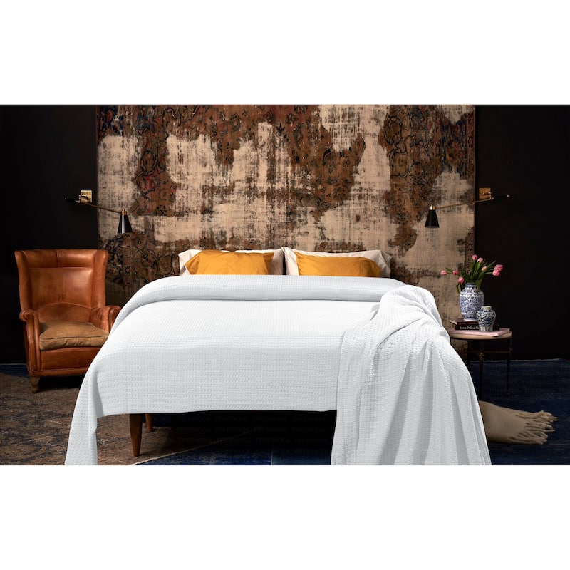 100% Cotton Blanket Basket Weave Stylish Design Soft Cozy Comfortable All Season Light Weight Spread Quilt Bed & Couch/Sofa
